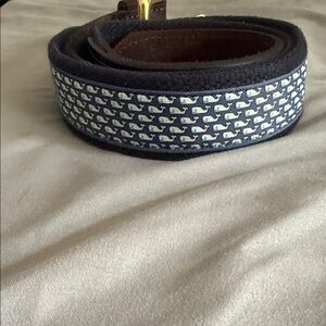 Men's Blue and Brown Whale Pattern Belt- vineyard vines